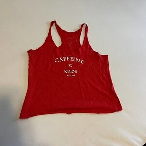 Caffeine & Kilos red racerback tank top M
